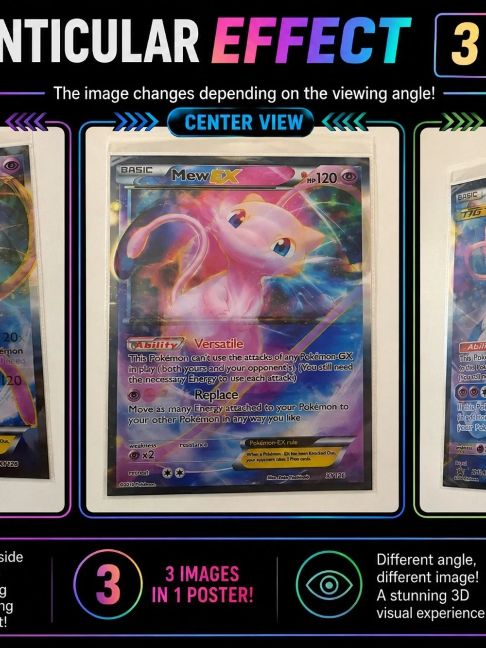 Mew EX Lenticular Collectible Card Poster - Pink